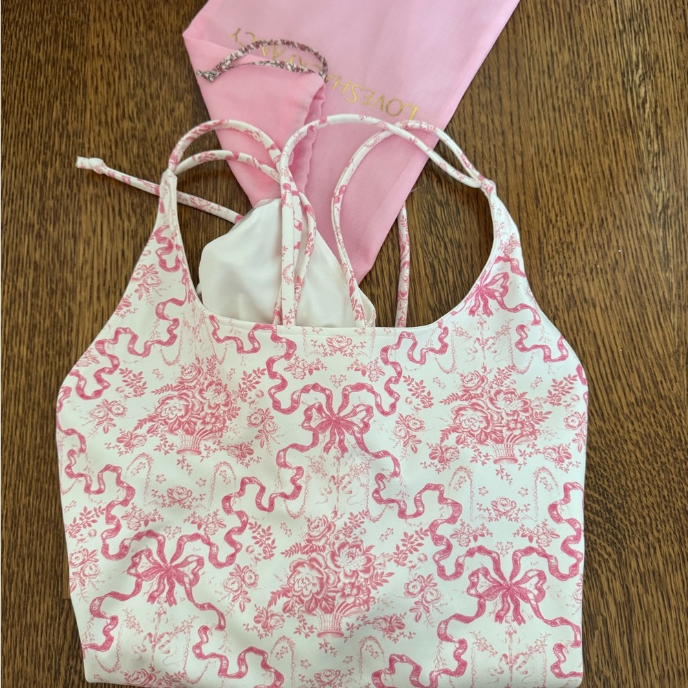 LoveShackFancy Pink and White Floral One-Piece Swimsuit - Picture 8 of 9